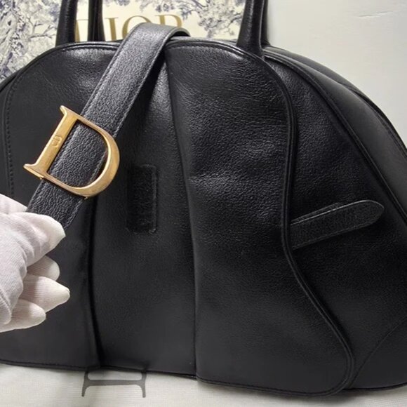 Dior Black Double Saddle Leather Bag - Picture 7 of 12